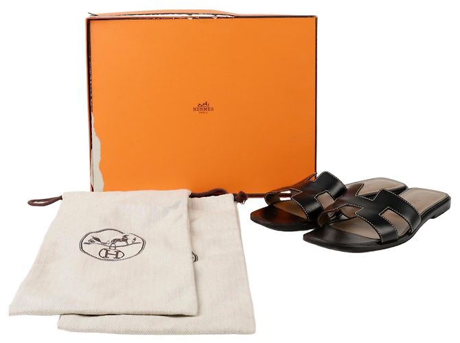 Hermès Sandalia Oran Negro