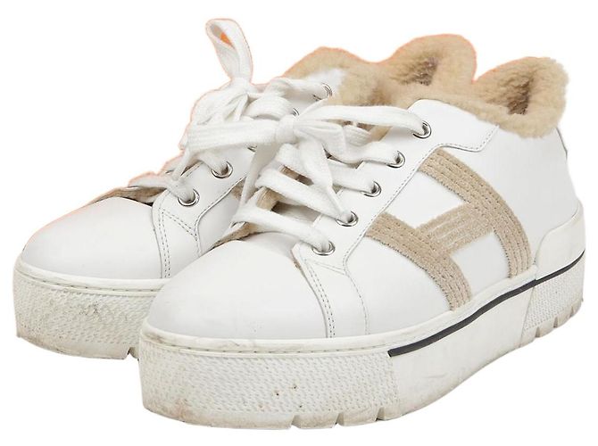 Hermès Shearling-Sneaker Größe Weiß