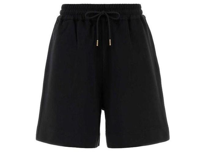 Moncler Bermuda de algodão com patch de logo Preto