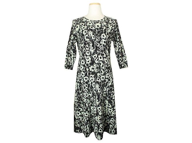 Kenzo Hellgrünes Strickkleid mit schwarzem Druck