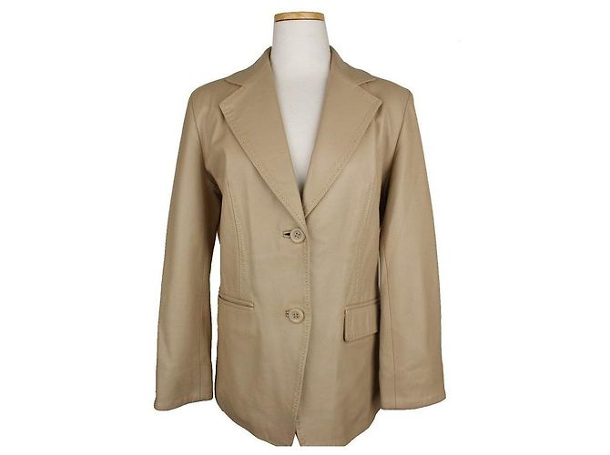 Balmain Beige Stitch Lambskin Jacket Brown