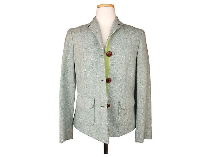 Escada Giacca in Lana e Seta Verde
