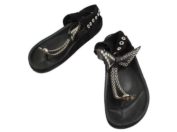 Isabel Marant Black Punched Stud Mules