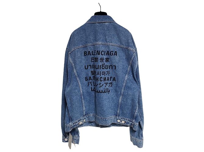 Day Balenciaga Language Denim Jacket Blue