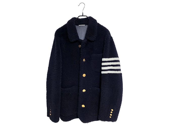 Thom Browne Dyed Shearling Jacket Blue