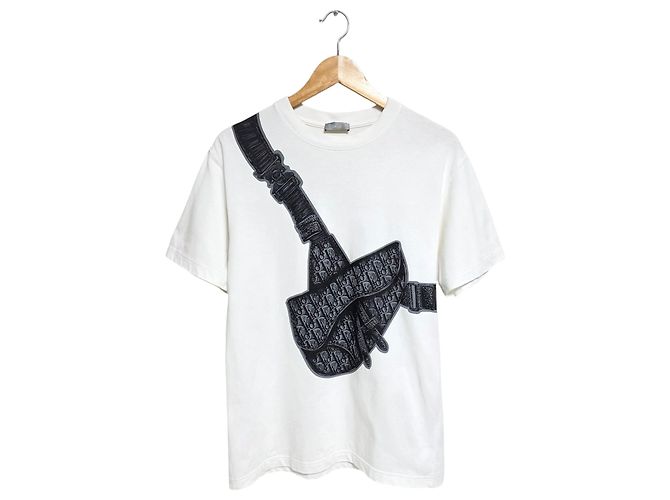 Saddle Dior Kurzarm-T-Shirt Schräg Satteltasche Weiß