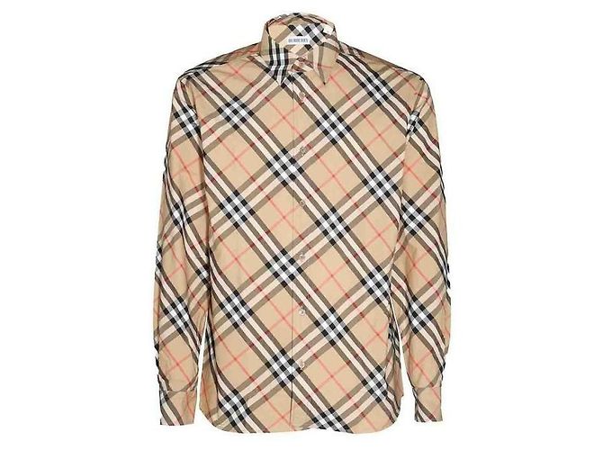 Burberry Camisa xadrez de algodão Bianco