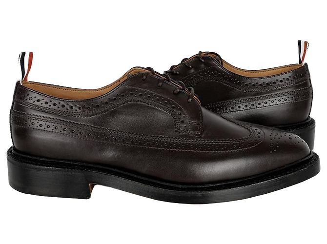 Thom Browne Men's Three Stripe Classic Brogue Leather Loafers (Brown)