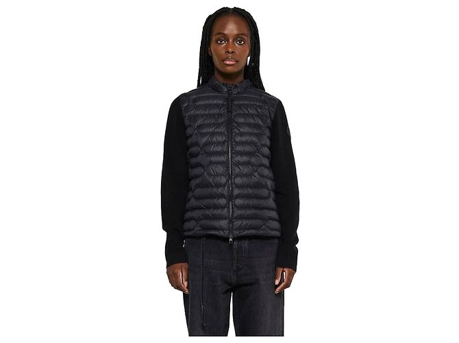 Moncler Cardigã acolchoado com patch de logo Preto 