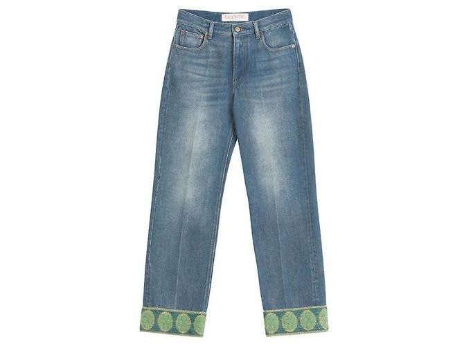 Valentino Jeans mit Jacquard-Besatz Blau