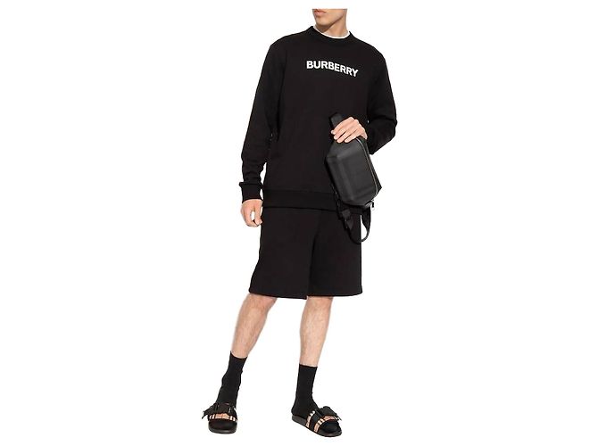 Burberry Logo Print Cotton Sweatshirt Black