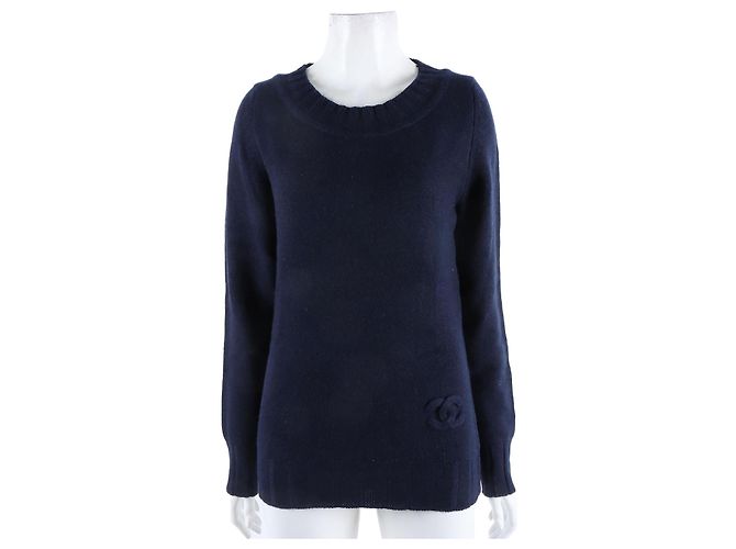 Chanel Kaschmir Pullover mit langen Ärmeln Blau 