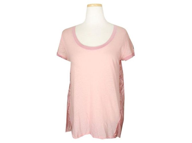 Moncler Rogipink Kurzarm-Top mit Raffung hinten