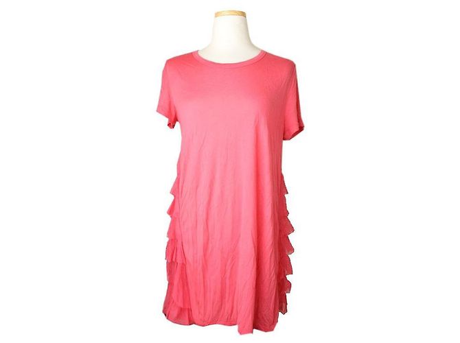 Valentino Blusa de manga curta com renda rosa vermelha
