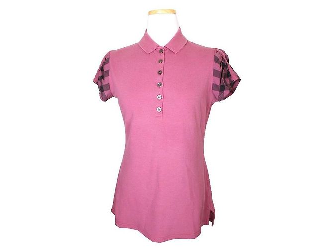 Burberry T-Shirt mit rosa Karomuster-Ärmeln Brid Pink