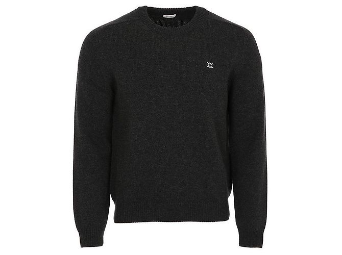 Céline Dreifarbiger bestickter Woll-Kaschmir-Pullover Schwarz