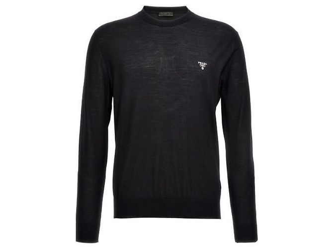 Prada Wollstrick mit Logo Schwarz 