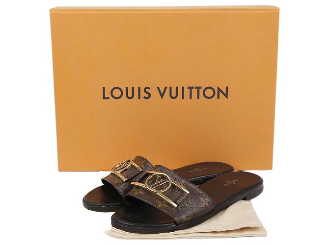 Louis Vuitton Mule Pantofole Lock It Flat Taglia Marrone