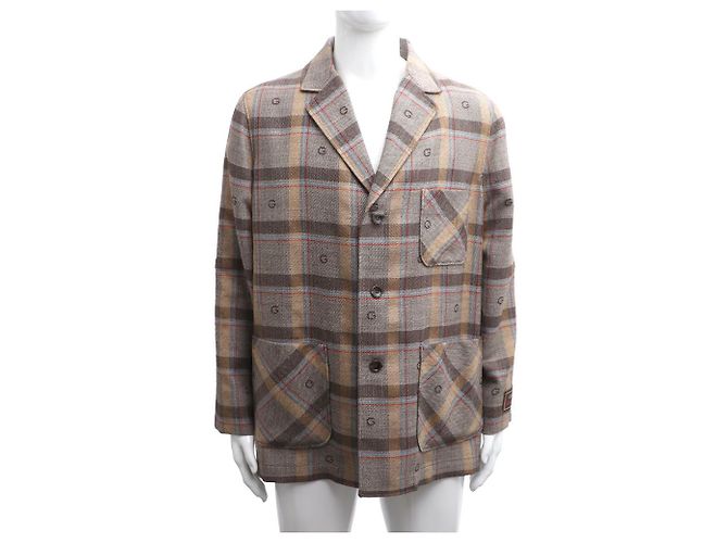 Gucci Logo Wool Men's Check Jacket Multiple colors
