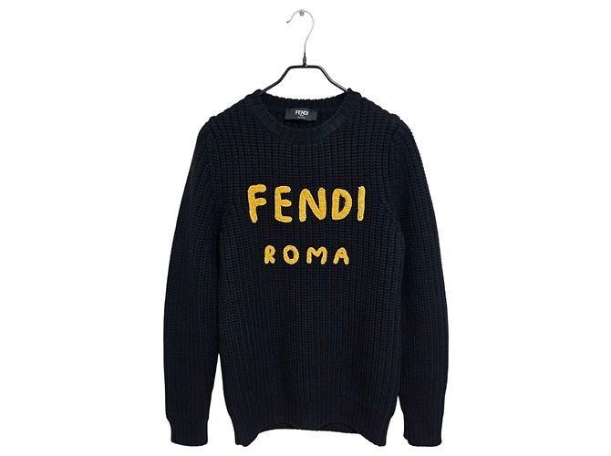 Fendi Strick mit Roma-Schriftzug Schwarz