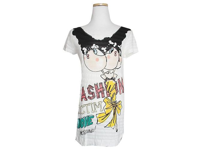 Moschino Langarm-T-Shirt mit Big Team Druck Weiß