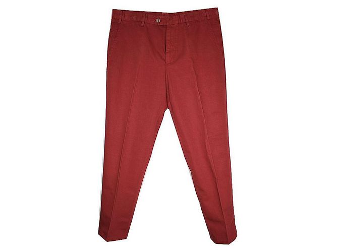 Loro Piana Calça de algodão-linho vermelho tijolo para homens polegadas
