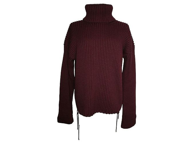 Gucci Burgunderfarbener Wollpullover mit Rollkragen Rot