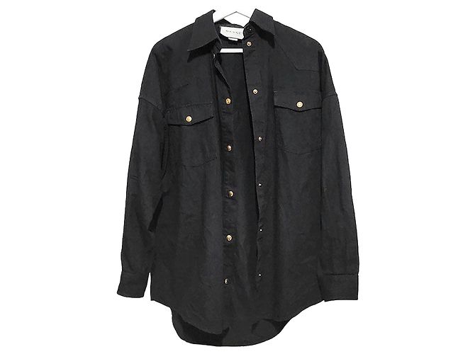 Gucci Camisa de denim oversized com logo branco