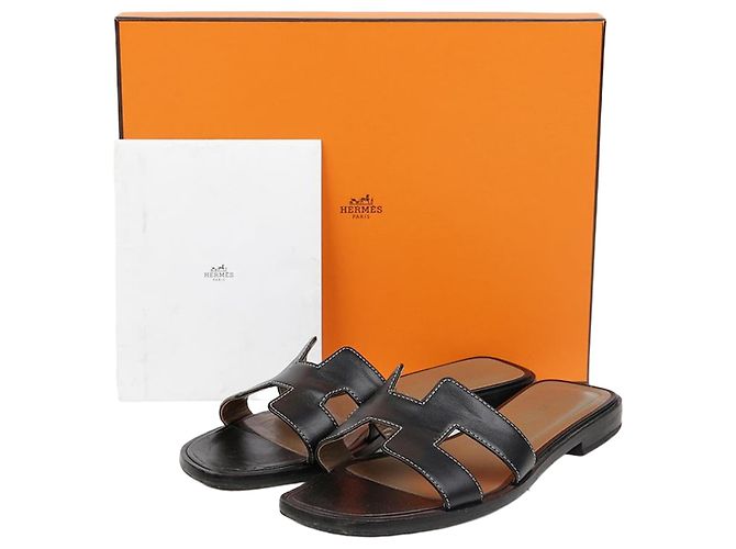 Hermès Sandali Oran Nero Pelle