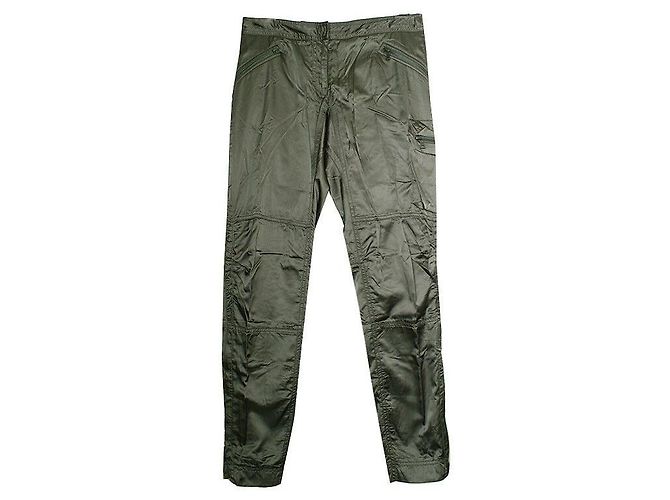 Prada Khaki Green Satin Cargo Pants