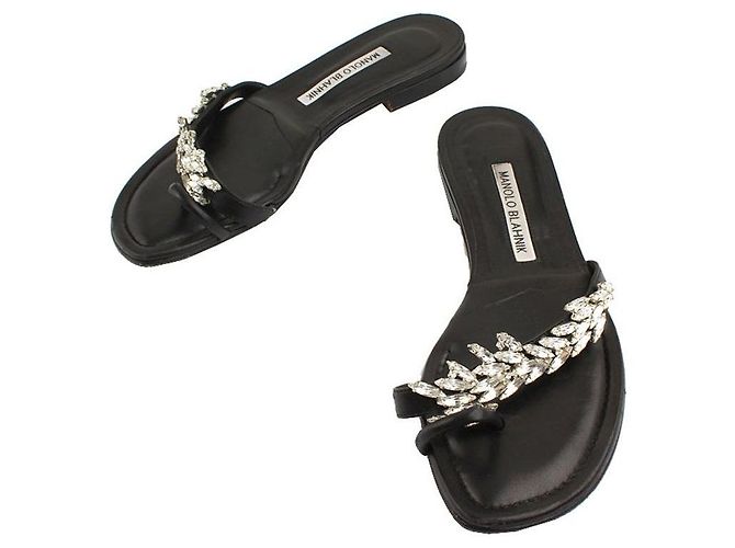 Manolo Blahnik Crystal Slipper Black