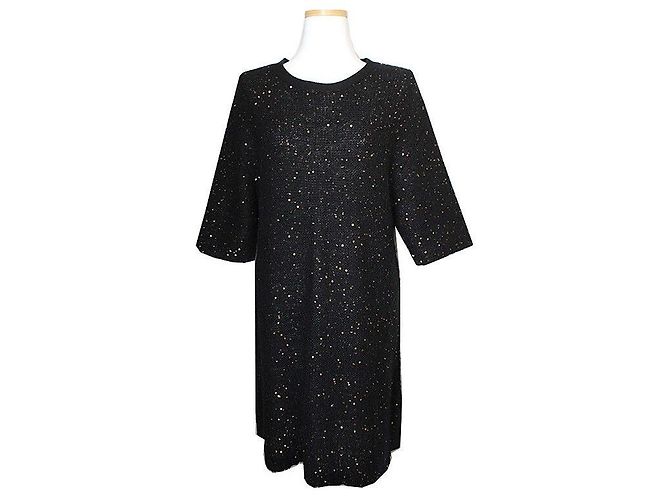 Sandro Schwarzes Strickkleid mit Pailletten