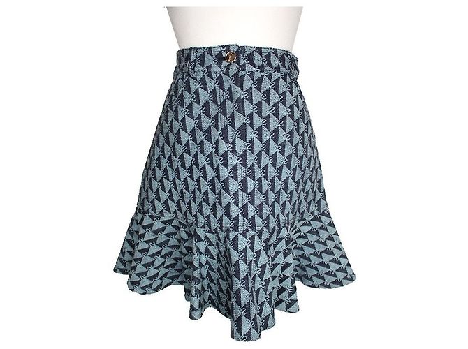Sandro Falda Ruffle de Jacquard Azul