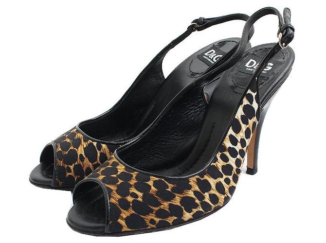 Dolce & Gabbana Chaussures Slingback Léopard Noir