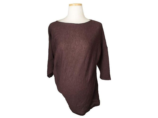 Lanvin Braunes asymmetrisches Strickoberteil