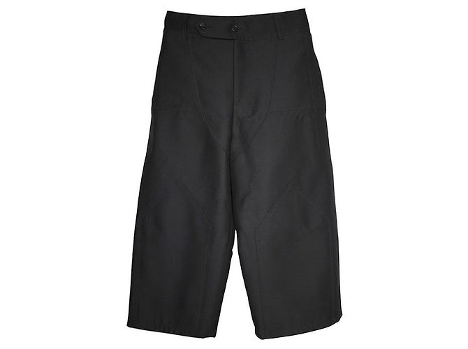 Lanvin Pantalones anchos de lana y seda negra Negro