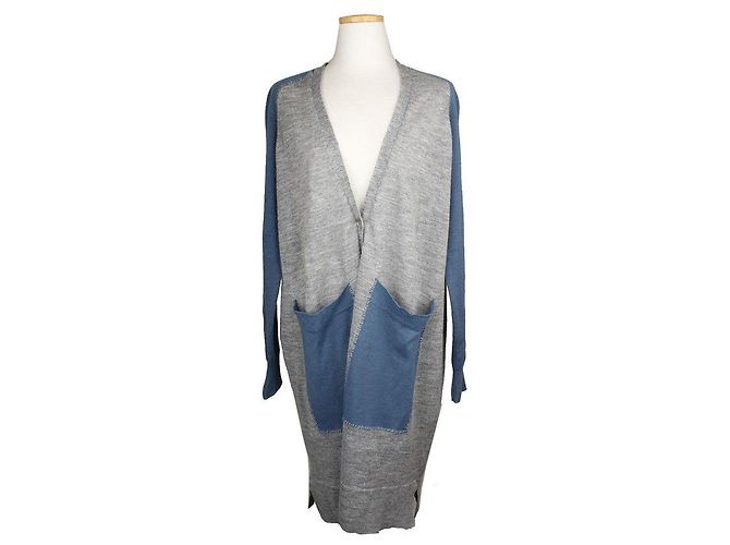 Maison Martin Margiela Strickjacke in Melange Grau Blau XS