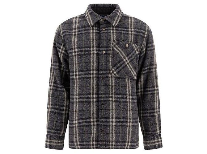 Burberry Woll-Overshirt mit Check-Muster Blau