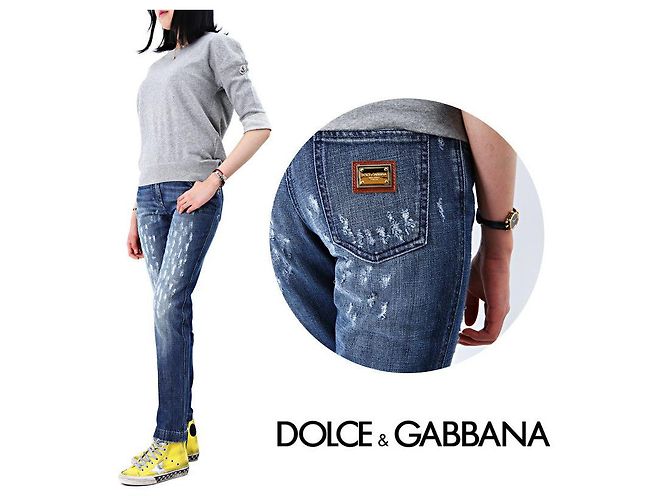Dolce & Gabbana Women's Washed Jeans Pants Blue