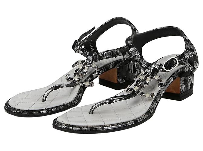 Chanel CC Logo Riemensandalen Größe Schwarz