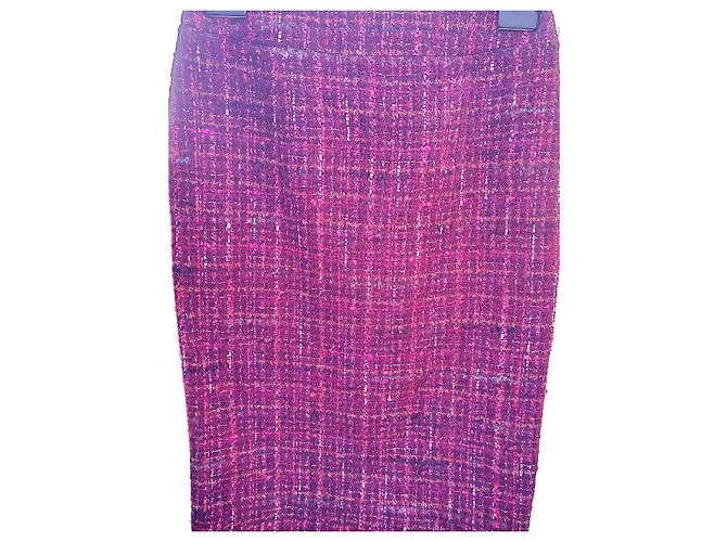 Luisa Spagnoli Saia de Tweed Bordeaux Premium em Algodão, Acrílico e Lã Multicor