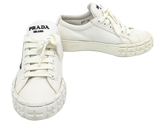 Baskets en Gabardine Re-Nylon Prada Blanc