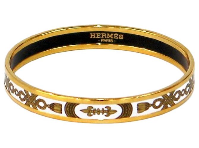 Hermès Pulseira de bangles de esmalte marfim Branco
