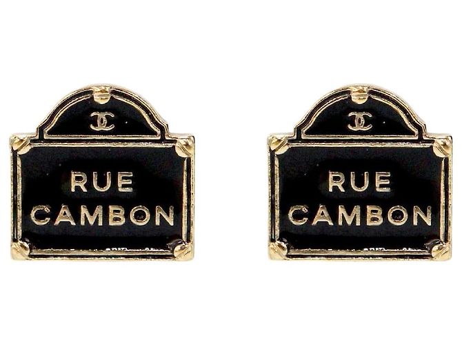 Chanel Schwarze Le Cambon Emaille Ohrringe