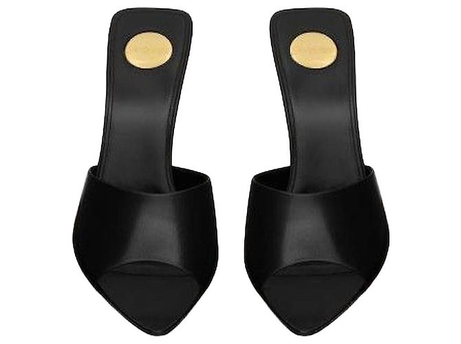 Saint Laurent Mule ROMY em couro liso AACSQ Preto