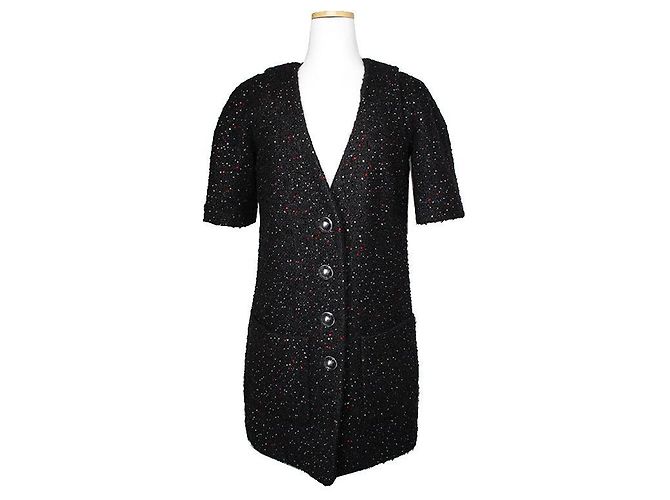 Chanel Multicolor Beads Tweed Jacket Black