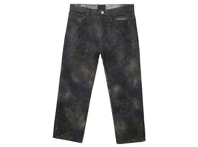 Louis Vuitton Spray Monogram Denim Pants Size Brown