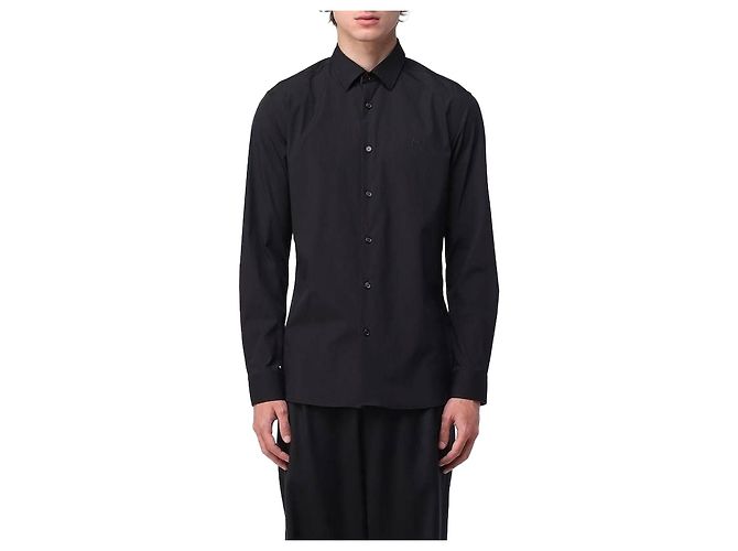 Burberry Camicia in cotone elasticizzato ricamata Nero