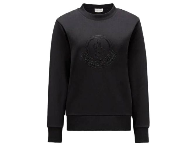 Moncler Baumwoll-Sweatshirt mit Kristall-Logo Schwarz