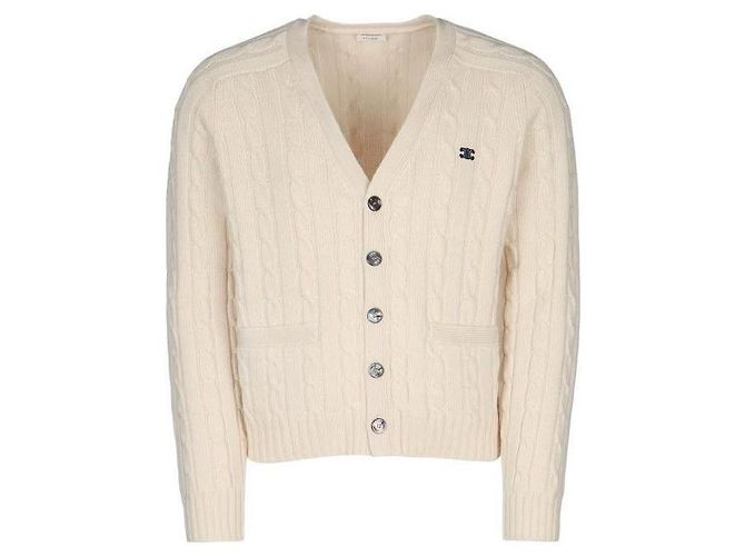 Céline Kabelstrick-Cardigan aus Kaschmir Weiß